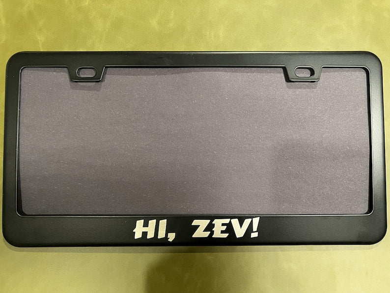DCC license plate frame - Hi, Zev!